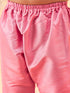 Boy's Beige Woven Nehru Jacket With Pink Kurta Pyjama Set